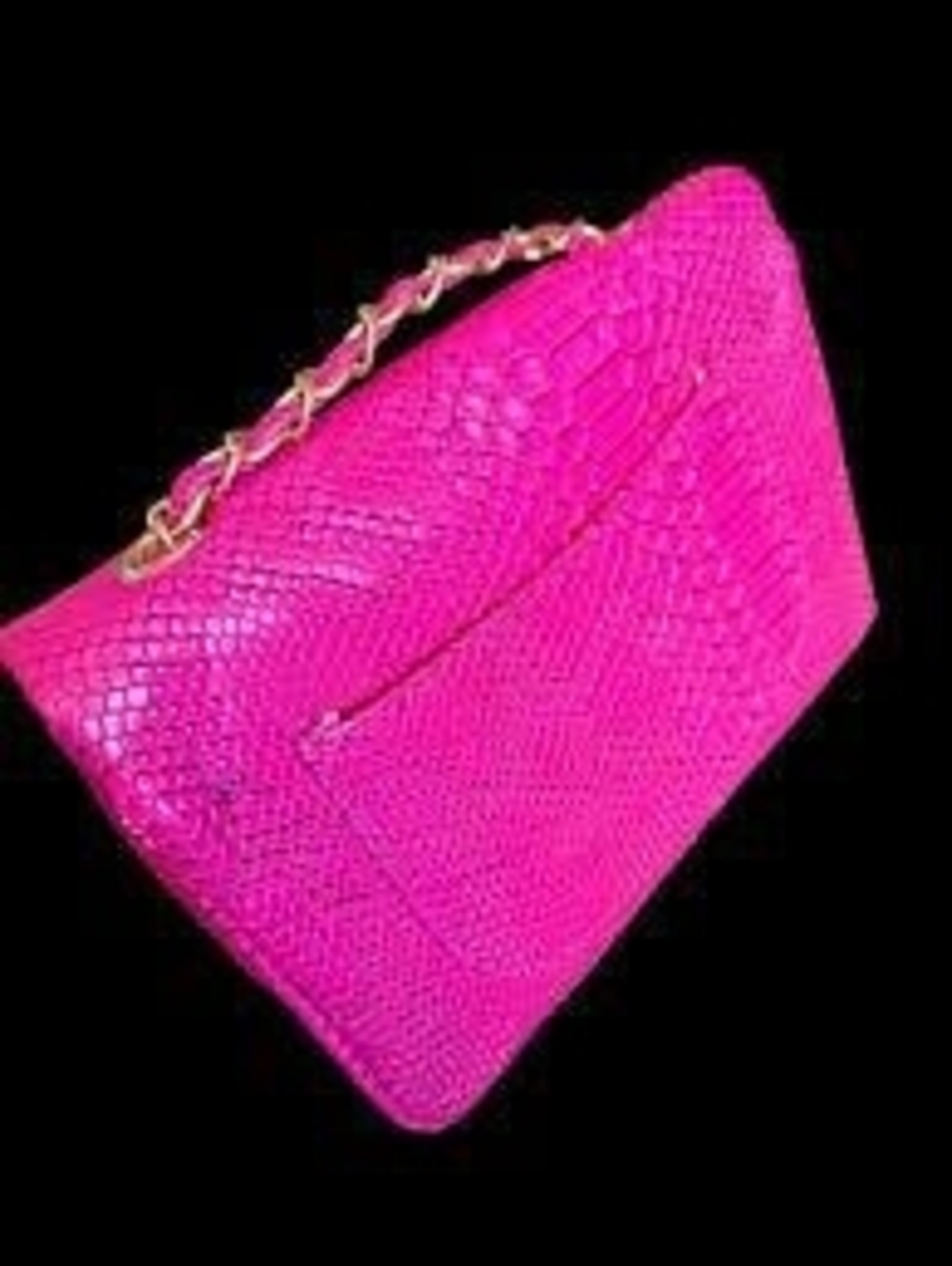 👛 2014 RARE FIND Hot Pink Cc Python Print Bag🌸 - Picture 6 of 7